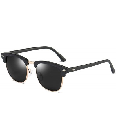 Semi-rimless Vintage Polarized Sunglasses for Men Women Classic Retro UV400 Protection Designer Style Sun Glasses - B - CS197...