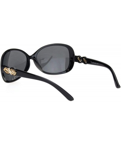 Butterfly Womens Rhinestone Foliage Jewel Designer Butterfly Sunglasses - All Black - CU18NWRO8QH $11.11