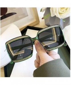 Oversized Shiny Frame Polarized Oversized Sunglasses for Women Thin Face Shades - Tea - CH1906DLSEI $12.74