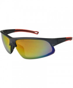 Semi-rimless Action Sports Sunglasses with Color Mirrored Lens 570018AM-REV - Matte Grey/Red - CT122X71O3B $16.28