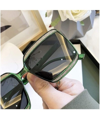 Oversized Shiny Frame Polarized Oversized Sunglasses for Women Thin Face Shades - Tea - CH1906DLSEI $12.74