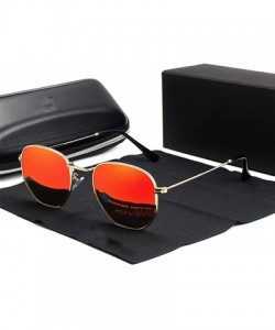 Oversized Men's classic retro reflective sunglasses sunglasses stainless steel hexagonal glasses - G15 Green Gold - C91982YGK...