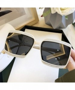Oversized Shiny Frame Polarized Oversized Sunglasses for Women Thin Face Shades - Tea - CH1906DLSEI $12.74