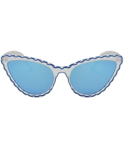 Oversized Polarized Sunglasses Semi Rimless for Women Men Retro Brand Sun Glasses - Blue - CV18RZUICLT $11.51