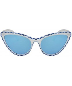 Oversized Polarized Sunglasses Semi Rimless for Women Men Retro Brand Sun Glasses - Blue - CV18RZUICLT $11.51