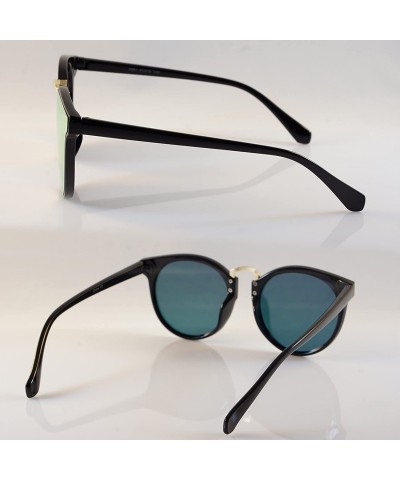 Wayfarer Horn Rimmed Gradient Mirror Lens Cat-Eye Round Couple Sunglasses A197 - Black/ Pink Rv - CV18EL8YDRU $11.20