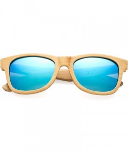 Wayfarer Arcana" Genuine Handmade Bamboo Sunglasses Anti-Glare Polarized Wooden Spring Hinges - Light Blue Bamboo - CT17XWMAD...