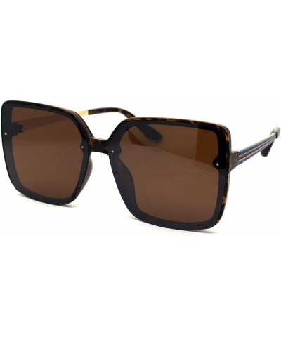 Butterfly Womens Squared Rectangular Butterfly Plastic Designer Sunglasses - Tortoise Brown - CD196WWTQL8 $23.41
