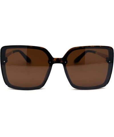 Butterfly Womens Squared Rectangular Butterfly Plastic Designer Sunglasses - Tortoise Brown - CD196WWTQL8 $12.80