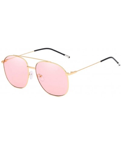 Aviator Vintage Fashion Lady Aviator round Metal Driving Glasses Sunglasses UV400 - Gold-pink - CT18XRODD05 $9.88