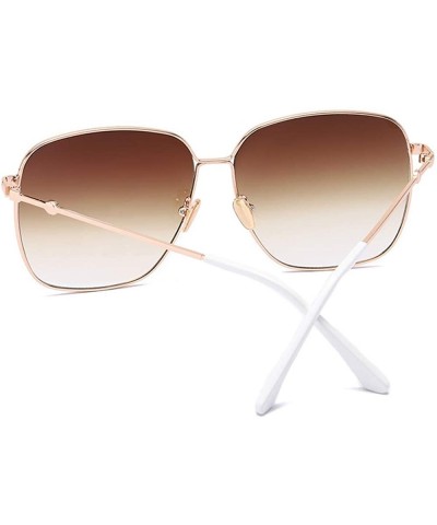 Square Oversized Sunglasses Rectangular Square Sun Glasses for Women Men Large Lens - Brown - C118OXHE95X $9.23