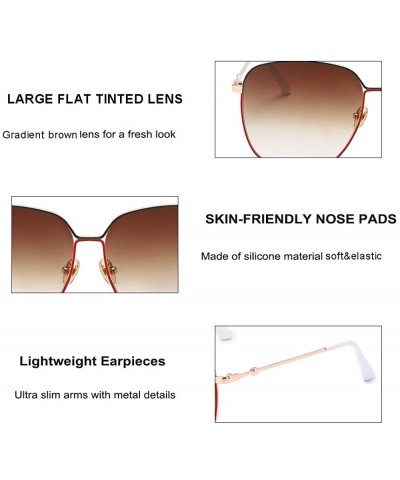 Square Oversized Sunglasses Rectangular Square Sun Glasses for Women Men Large Lens - Brown - C118OXHE95X $9.23