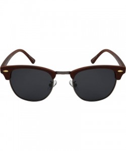 Rimless Semi-Rimless Polarized Sunglasses for Men Women Driving Fishing Hiking 100% UV Protection Faux Wood Print Frame - C51...