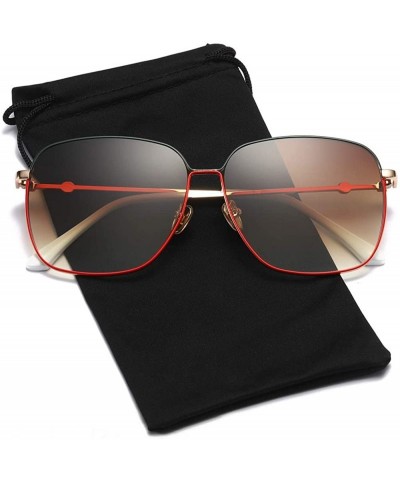Square Oversized Sunglasses Rectangular Square Sun Glasses for Women Men Large Lens - Brown - C118OXHE95X $9.23