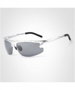 Square Retro Sunglasses Black Polarized Sunglasses for Men - Black Frame Grey Lens - CY188CYKEC3 $50.29