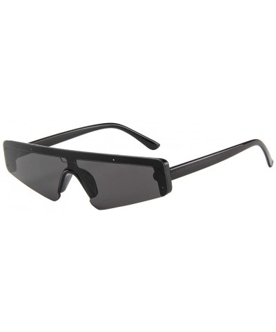 Rectangular Sunglasses - Square Small Frame Siamese Lens Classic Sun Glasses - Black - CR18UC3YSDH $10.56