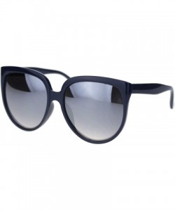 Cat Eye Womens Oversized Boyfriend Style Plastic Retro Horn Sunglasses - Navy Silver Mirror - CE18QWE27D8 $12.50