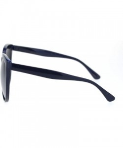 Cat Eye Womens Oversized Boyfriend Style Plastic Retro Horn Sunglasses - Navy Silver Mirror - CE18QWE27D8 $12.50