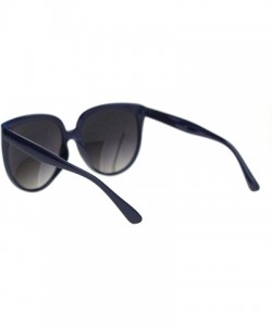 Cat Eye Womens Oversized Boyfriend Style Plastic Retro Horn Sunglasses - Navy Silver Mirror - CE18QWE27D8 $12.50