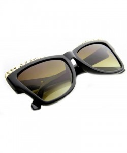 Cat Eye High Fashion Chic Metal Cut-Out Artwork Women's Cat Eye Sunglasses - Black-gold Amber - CD11XWW5DYD $9.26