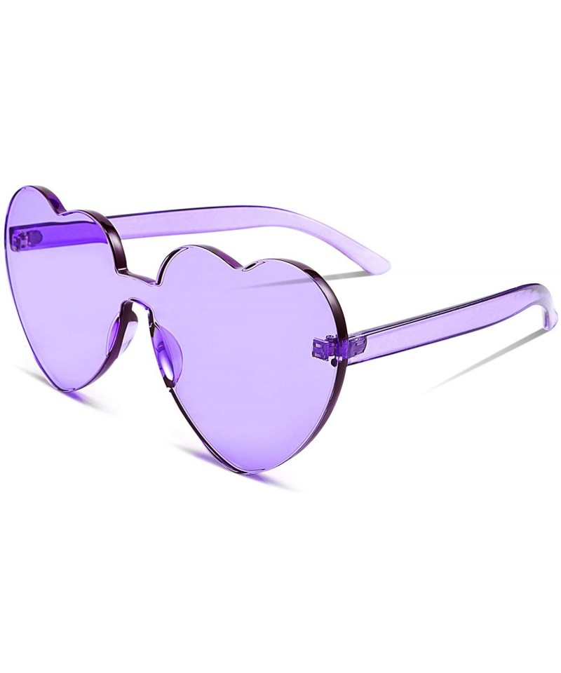 Rimless Rimless Heart Shaped Sunglasses Women One Piece Fashion Love Glasses B2419 - Purple - CP18CMN0YTI $12.62