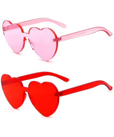Rimless Heart Shape Rimless sunglasses Festival Party Glasses - (2 Packs) Pink+red - C4189H7DOIU $32.45