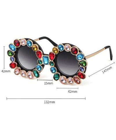 Round Fashion Designer Rhinestone Sunglasses Vintage - Red&silver - C418NZELYO2 $17.59