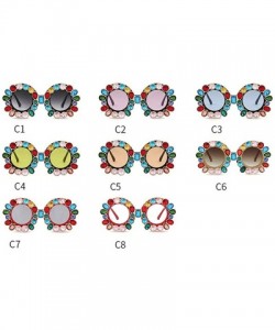 Round Fashion Designer Rhinestone Sunglasses Vintage - Red&silver - C418NZELYO2 $29.98
