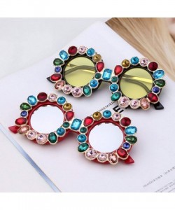 Round Fashion Designer Rhinestone Sunglasses Vintage - Red&silver - C418NZELYO2 $17.59