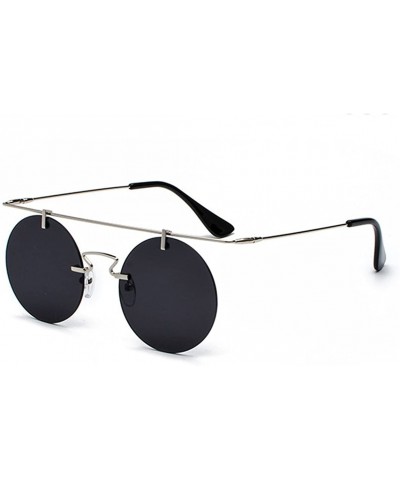 Rimless Retro sunglasses frameless personality lightweight sunglasses - Black Color - CM18G6I0R0D $49.04
