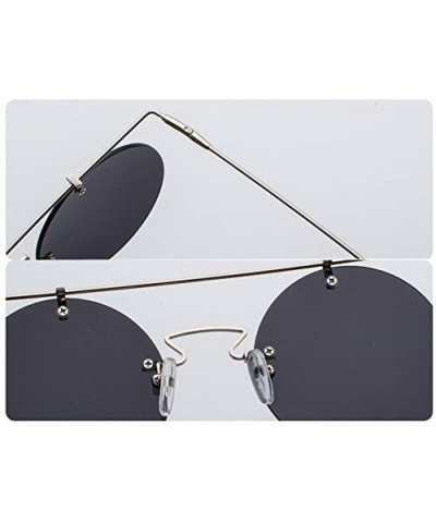 Rimless Retro sunglasses frameless personality lightweight sunglasses - Black Color - CM18G6I0R0D $21.27