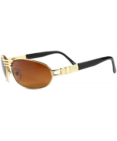 Oval Classic Vintage Indie Fashion Amber Lens Gold Oval Rectangle Sunglasses - C01802463GQ $23.57