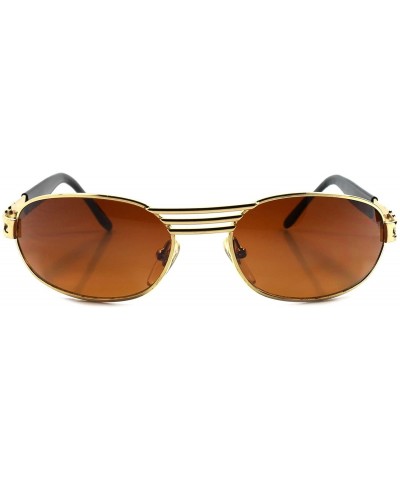 Oval Classic Vintage Indie Fashion Amber Lens Gold Oval Rectangle Sunglasses - C01802463GQ $11.31