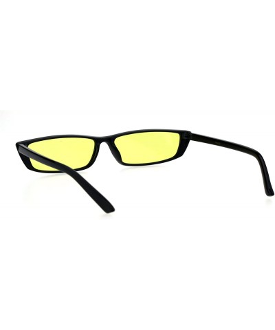 Cat Eye Narrow Rectangular Hippie Groove Plastic Cat Eye Sunglasses - Black Yellow - CQ18G7YTIUR $10.54