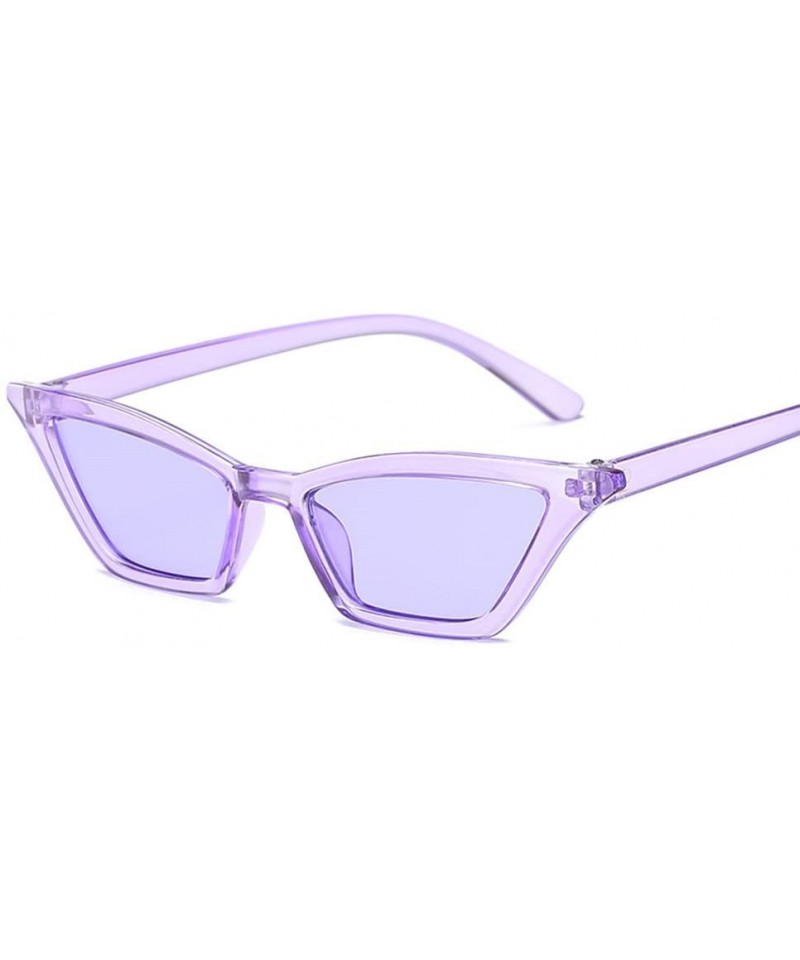 Cat Eye Women Fashion CAT Eye Sunglasses Retro Small Frame UV400 Eyewear Vintage - Purple&purple - CS18O4XZ0R2 $11.03