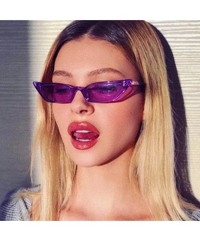 Cat Eye Women Fashion CAT Eye Sunglasses Retro Small Frame UV400 Eyewear Vintage - Purple&purple - CS18O4XZ0R2 $11.03