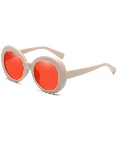 Oval 2019 new fashion trend oval punk explosion models unisex sunglasses - Pink&red - CA18LGWZKXM $21.26
