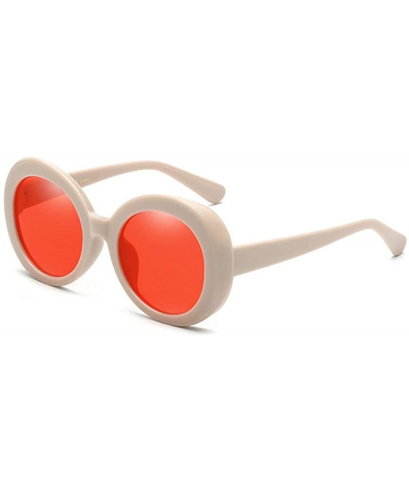 Oval 2019 new fashion trend oval punk explosion models unisex sunglasses - Pink&red - CA18LGWZKXM $10.11