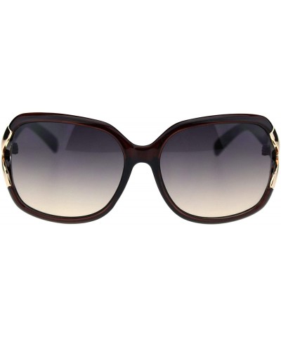 Butterfly Womens Elegant Slick Rectangular Oversize Butterfly Plastic Fashion Sunglasses - Brown Gold Brown - CS18OIWXZK2 $13.27