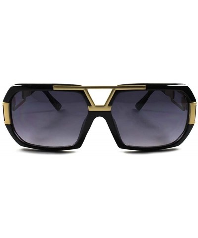 Square Vintage Retro Look Rich Millionaire Swag Hip Hop Rapper DJ Cool Sunglasses - Black & Gold - C0189ANQN38 $33.82