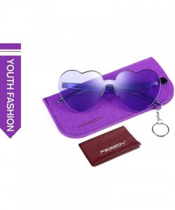 Rimless Rimless Heart Shaped Sunglasses Women One Piece Fashion Love Glasses B2419 - Purple - CP18CMN0YTI $12.62