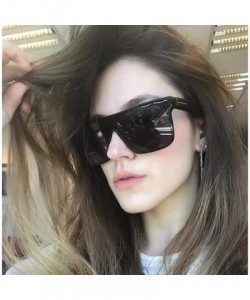 Oversized INS Oversized Rimless Cool Flat Top Sunglasses Futuristic Glasses One-piece Pilot Mirror Lens for Women Men - CO182...