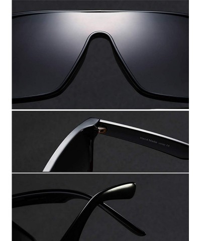 Oversized INS Oversized Rimless Cool Flat Top Sunglasses Futuristic Glasses One-piece Pilot Mirror Lens for Women Men - CO182...