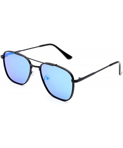 Aviator Square Aviator Polarized Sunglasses for Men Women Fashion Laminated Mirrored Retro Sun Glasses - Laminated Blue - CN1...