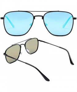 Aviator Square Aviator Polarized Sunglasses for Men Women Fashion Laminated Mirrored Retro Sun Glasses - Laminated Blue - CN1...