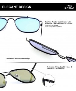 Aviator Square Aviator Polarized Sunglasses for Men Women Fashion Laminated Mirrored Retro Sun Glasses - Laminated Blue - CN1...