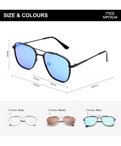 Aviator Square Aviator Polarized Sunglasses for Men Women Fashion Laminated Mirrored Retro Sun Glasses - Laminated Blue - CN1...