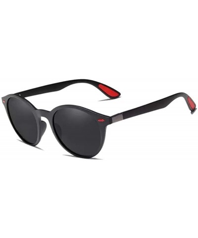 Round Genuine TR90 Tough Polarized Sunglasses For Men and Women Round Fashion - Matte Black - C218QLM5YUI $41.51