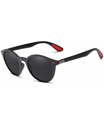 Round Genuine TR90 Tough Polarized Sunglasses For Men and Women Round Fashion - Matte Black - C218QLM5YUI $35.85