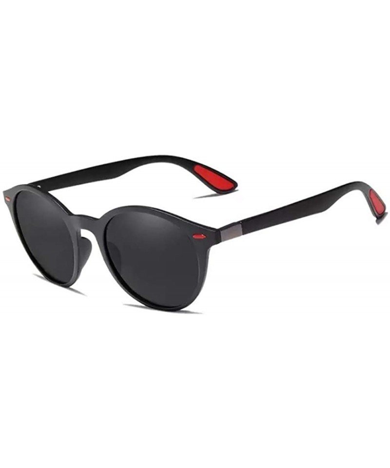 Round Genuine TR90 Tough Polarized Sunglasses For Men and Women Round Fashion - Matte Black - C218QLM5YUI $39.62